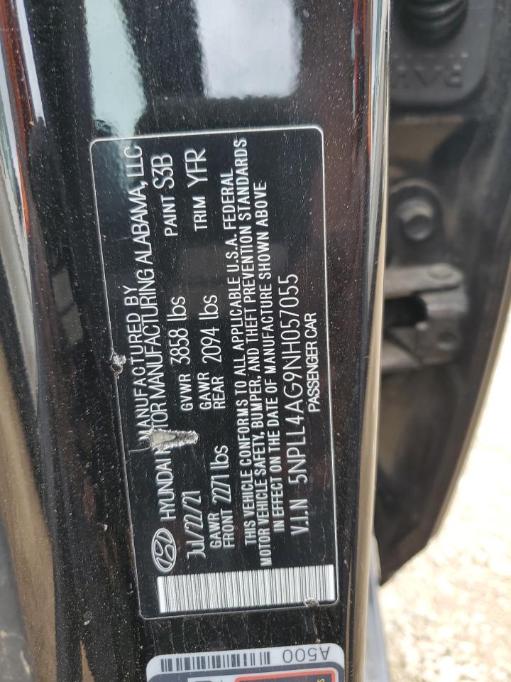 2022 Hyundai Elantra VIN 5NPLL4AG9NH057055 Copart auction photo, front end / side damage thumbnail 14