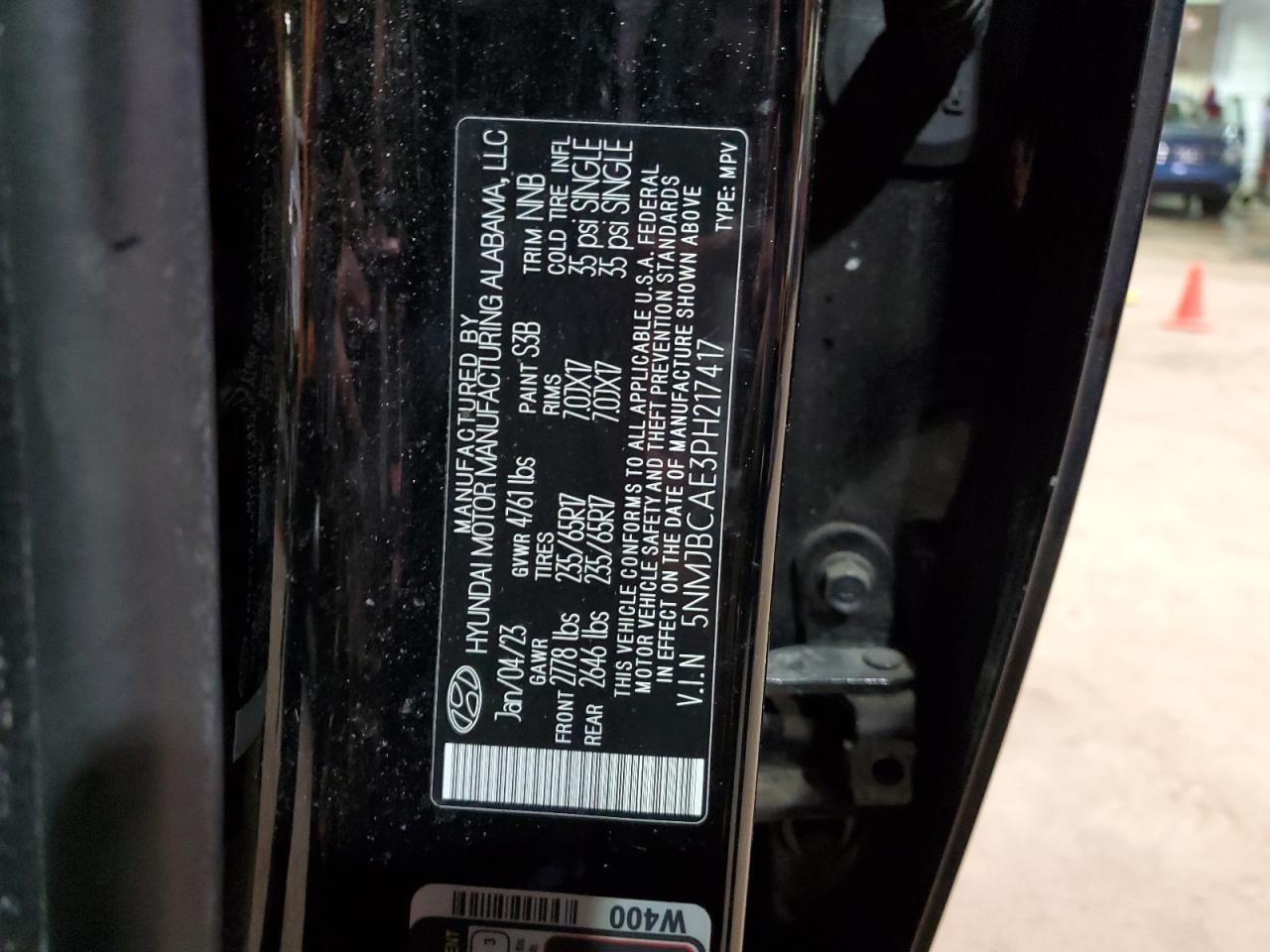 2023 Hyundai Tucson VIN 5NMJBCAE3PH217417 Copart auction photo, front end / rear end damage thumbnail 14