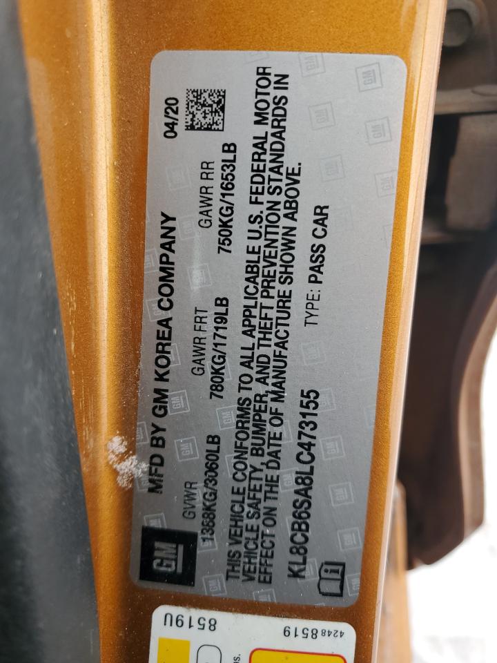 2020 Chevrolet Spark VIN KL8CB6SA8LC473155 Copart auction photo, rollover damage thumbnail 12