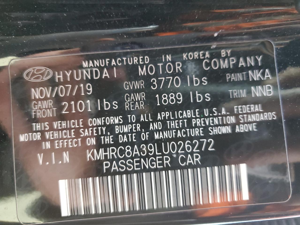 2020 Hyundai Venue VIN KMHRC8A39LU026272 Copart auction photo, rear end damage thumbnail 14