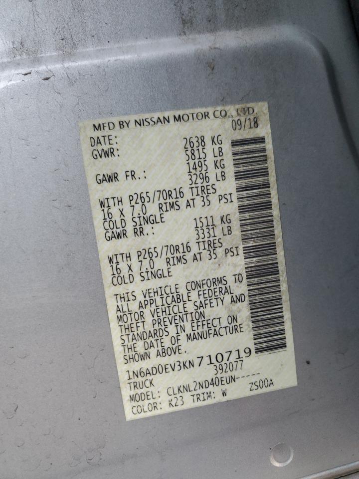 2019 Nissan Navara (Frontier) VIN 1N6AD0EV3KN710719 Copart auction photo, all over damage thumbnail 13