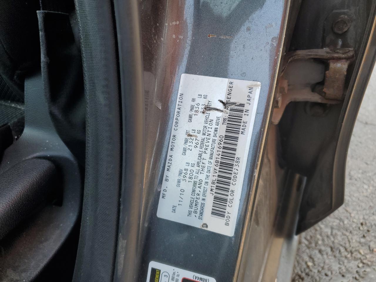 2011 Mazda 3 VIN JM1BL1VF6B1416960 Copart auction photo, front end / rear end damage thumbnail 12