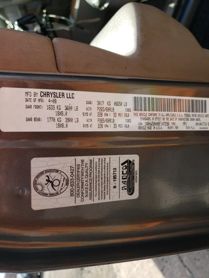 2008 Chrysler Aspen VIN 1A8HW58N08F147290 Copart auction photo, front end / minor dent/scratches damage thumbnail 16