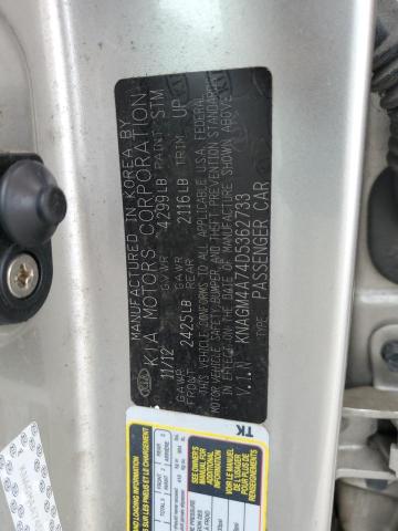 2013 KIA Optima VIN KNAGM4A74D5362733 Copart auction photo, front end / minor dent/scratches damage thumbnail 12