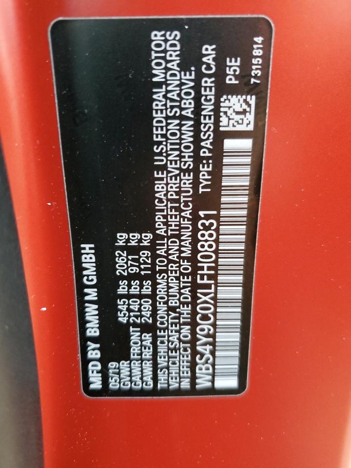 2020 BMW M4 VIN WBS4Y9C0XLFH08831 Copart auction photo, front end damage thumbnail 12
