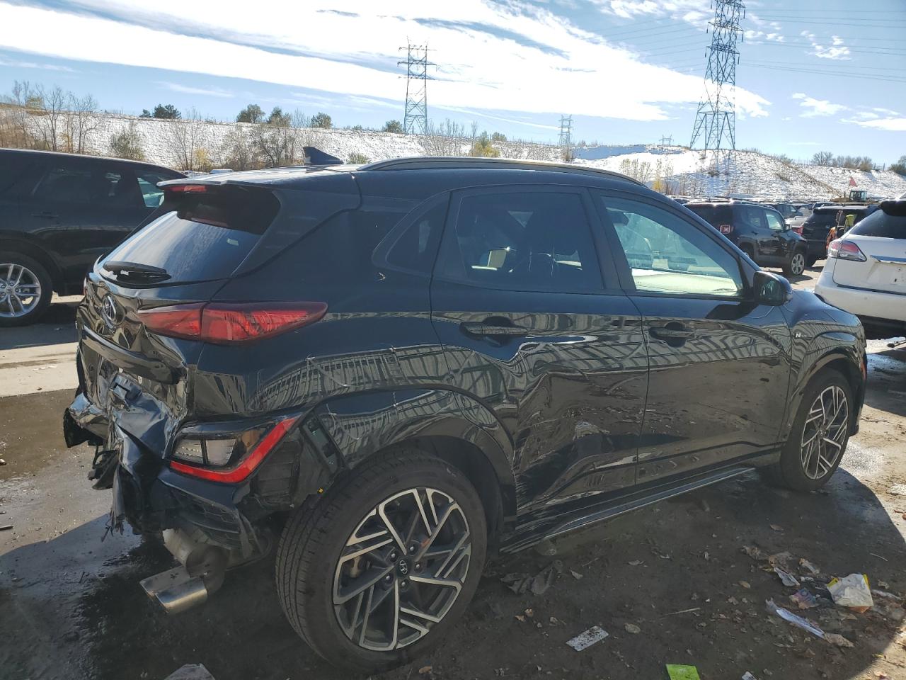 2022 Hyundai Kona VIN KM8K3CA39NU898135 Copart auction photo, rear end / side damage thumbnail 3