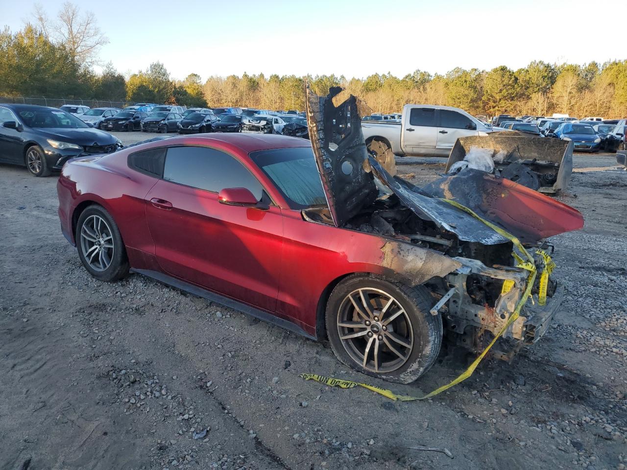 2015 Ford Mustang VIN 1FA6P8TH6F5344116 Copart auction photo, burn - engine damage thumbnail 4