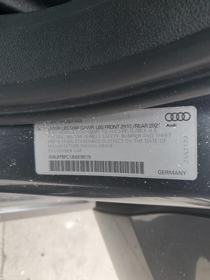 2018 Audi S6 VIN WAUFFBFC1JN009619 Copart auction photo, top/roof / front end damage thumbnail 12
