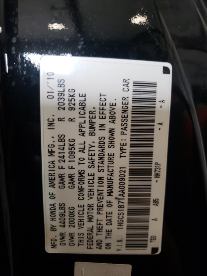 2010 Honda Accord VIN 1HGCS1B71AA009021 Copart auction photo, front end damage thumbnail 12