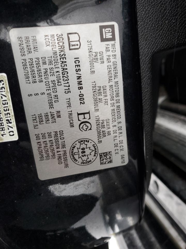 2010 Chevrolet Silverado VIN 3GCRKSEA5AG231715 Copart auction photo, front end damage thumbnail 12