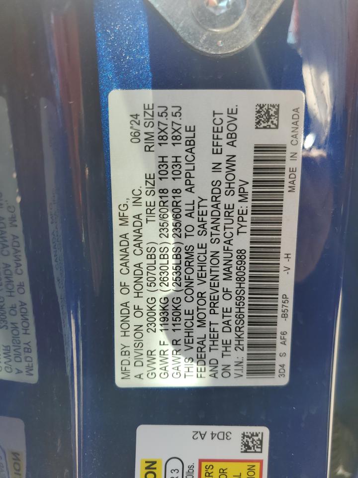 2025 Honda CR-V VIN 2HKRS6H59SH805988 Copart auction photo, side damage thumbnail 14