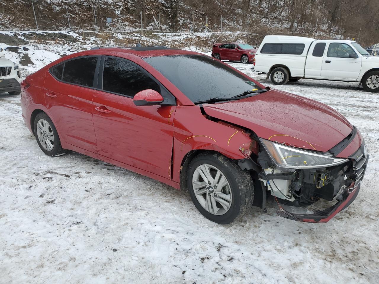 2020 Hyundai Elantra VIN KMHD84LF4LU973893 Copart auction photo, front end / side damage thumbnail 4