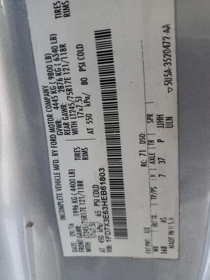 2017 Ford F350 VIN 1FD7X3E63HEB61803 Copart auction photo, normal wear damage thumbnail 12