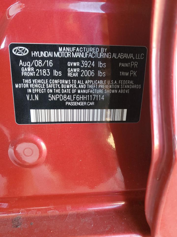 2017 Hyundai Elantra VIN 5NPD84LF6HH117114 Copart auction photo, front end damage thumbnail 14