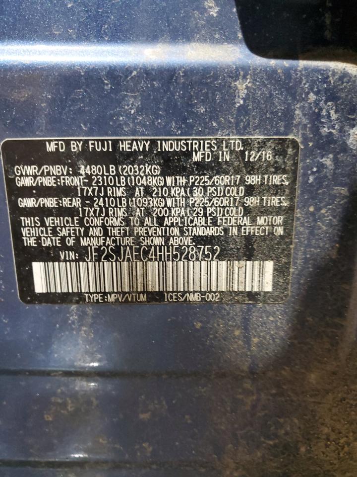 2017 Subaru Forester VIN JF2SJAEC4HH528752 Copart auction photo, side / front end damage thumbnail 15