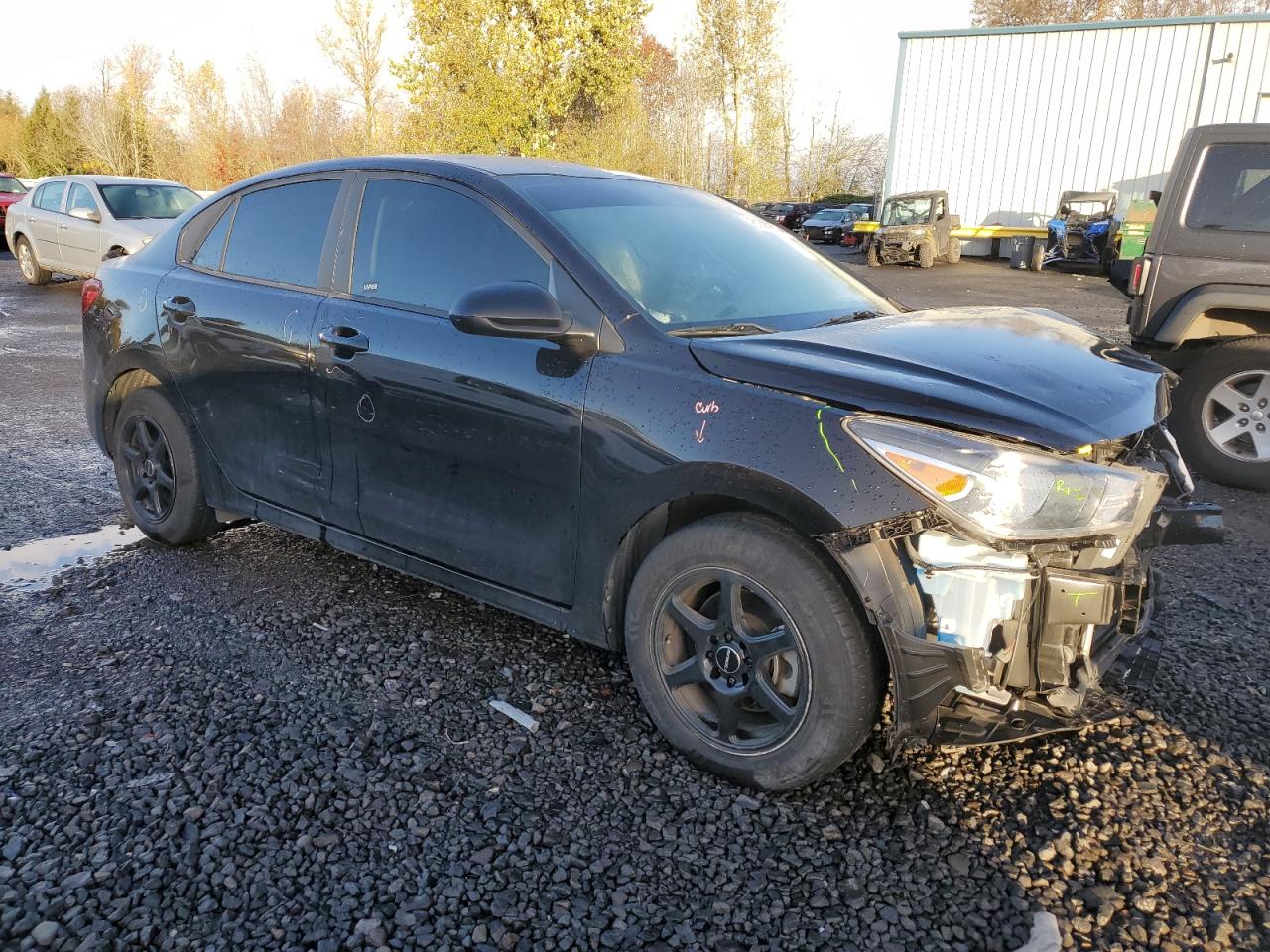 2021 KIA Rio VIN 3KPA24AD6ME383110 Copart auction photo, front end / side damage thumbnail 4