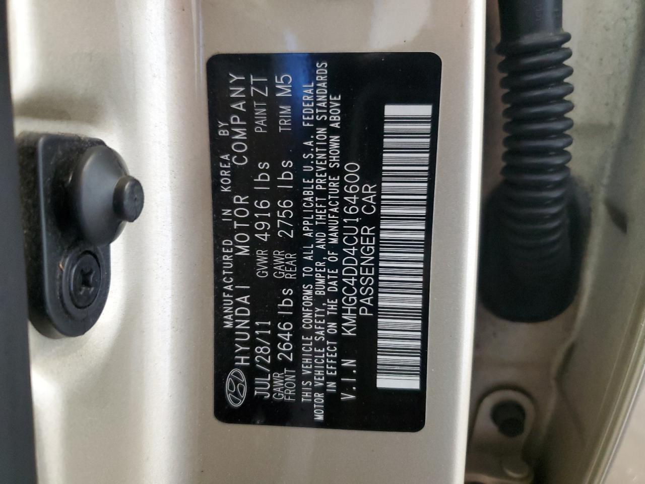 2012 Hyundai Genesis VIN KMHGC4DD4CU164600 Copart auction photo, front end damage thumbnail 13