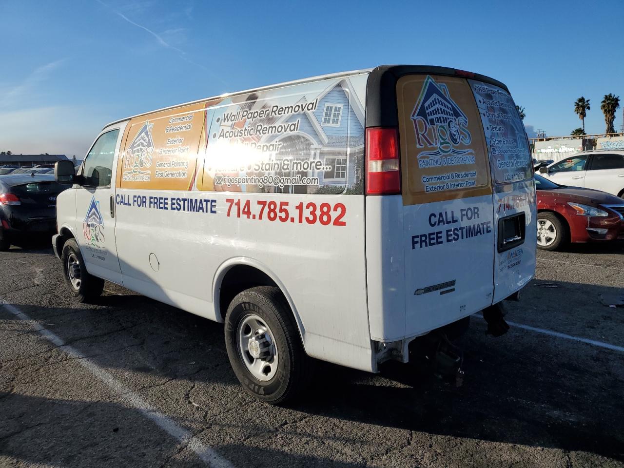 2013 Chevrolet Express VIN 1GCWGFCA1D1152236 Copart auction photo, rear end / minor dent/scratches damage thumbnail 2