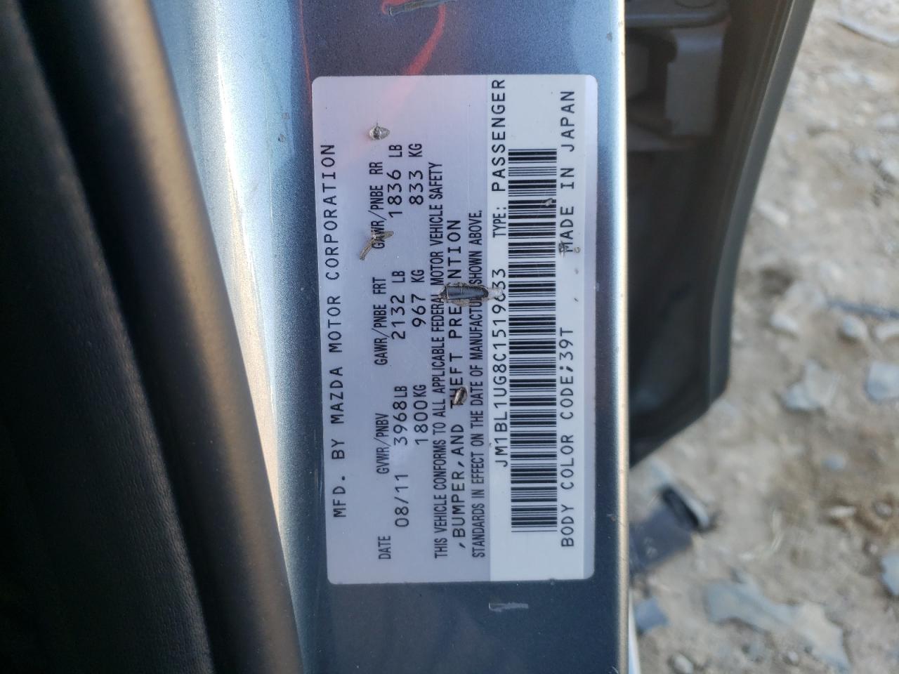 2012 Mazda 3 VIN JM1BL1UG8C1519633 Copart auction photo, front end damage thumbnail 14