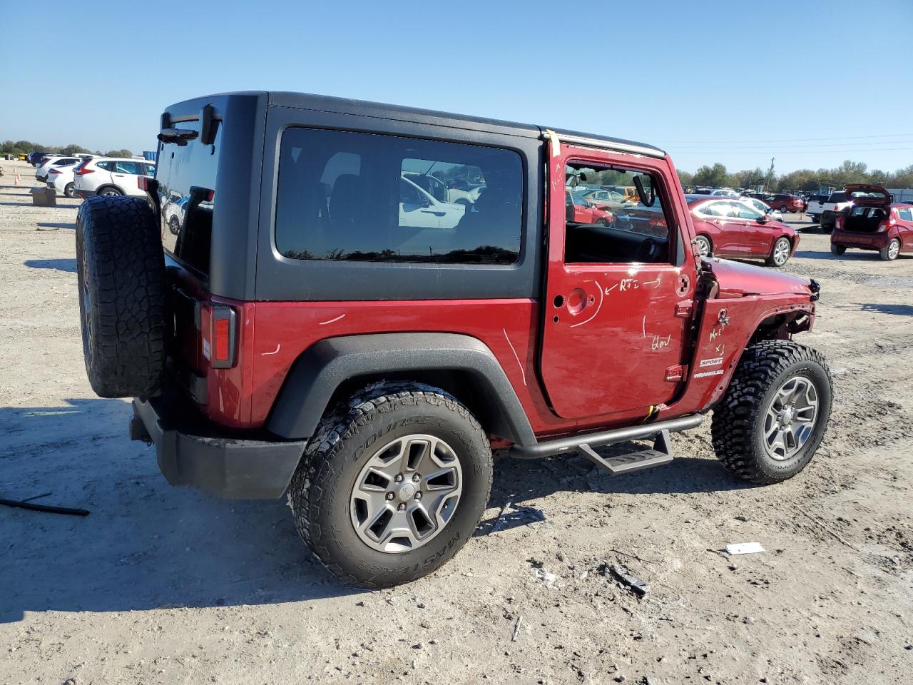 2013 Jeep Wrangler VIN 1C4AJWAG2DL554578 Copart auction photo, front end / side damage thumbnail 3