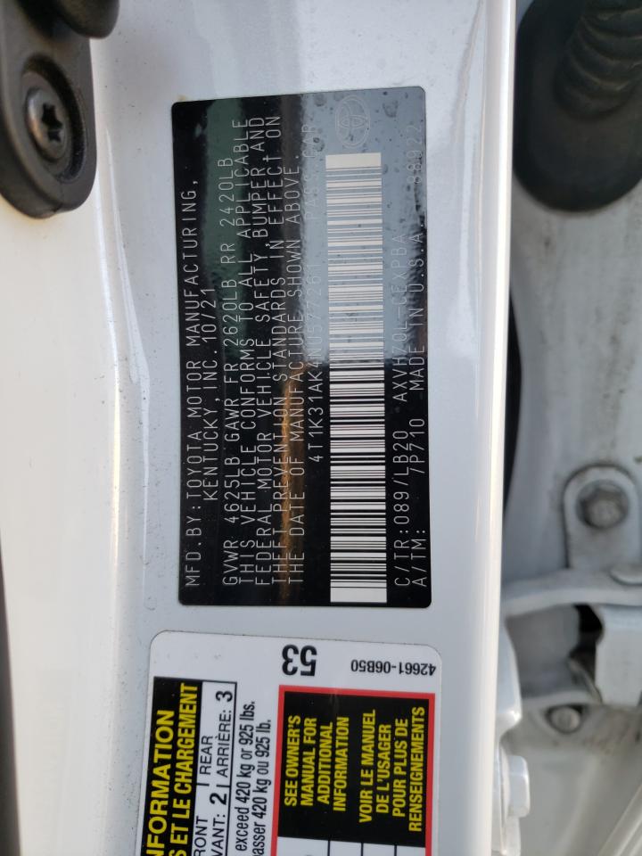 2022 Toyota Camry VIN 4T1K31AK4NU577261 Copart auction photo, front end / side damage thumbnail 15