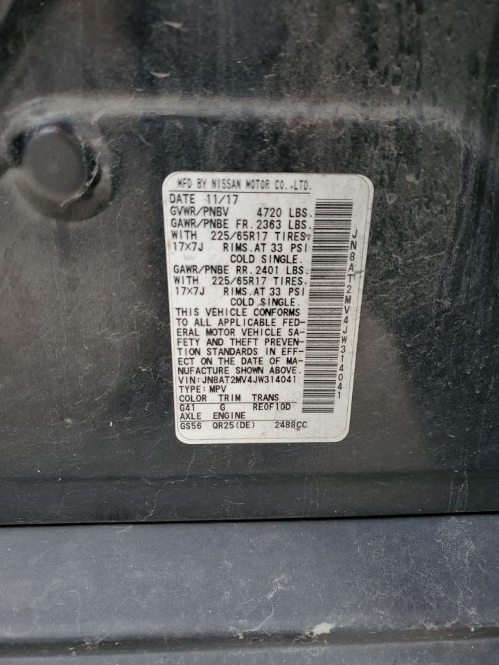 2018 Nissan Rogue VIN JN8AT2MV4JW314041 Copart auction photo, side damage thumbnail 14
