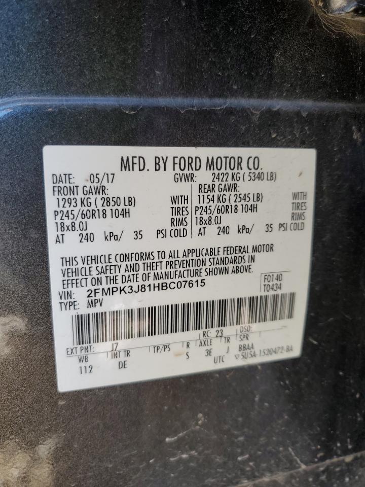 2017 Ford Edge VIN 2FMPK3J81HBC07615 Copart auction photo, front end damage thumbnail 16