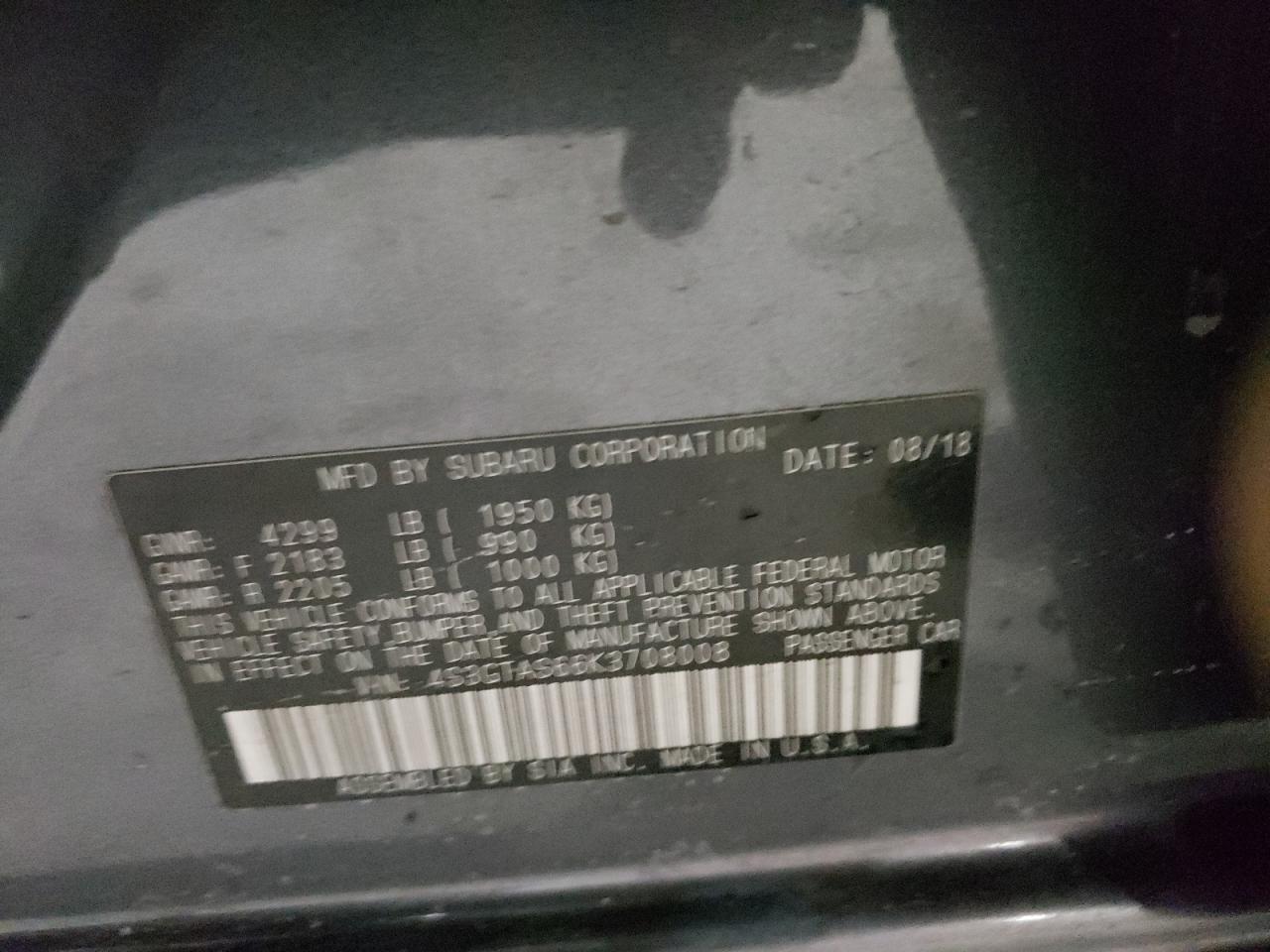 2019 Subaru Impreza VIN 4S3GTAS66K3708008 Copart auction photo, front end damage thumbnail 13