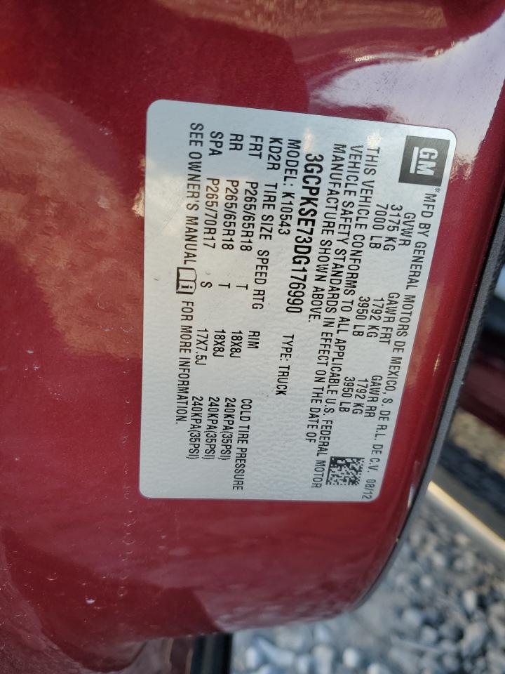 2013 Chevrolet Silverado VIN 3GCPKSE73DG176990 Copart auction photo, front end damage thumbnail 12