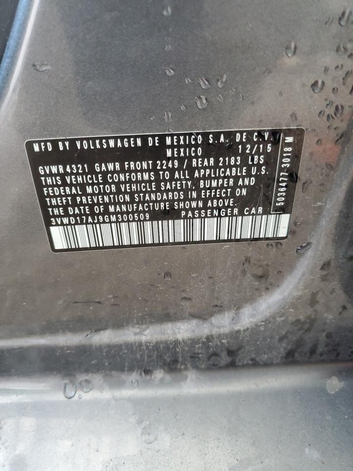 2016 Volkswagen Jetta VIN 3VWD17AJ9GM300509 Copart auction photo, rear end damage thumbnail 12