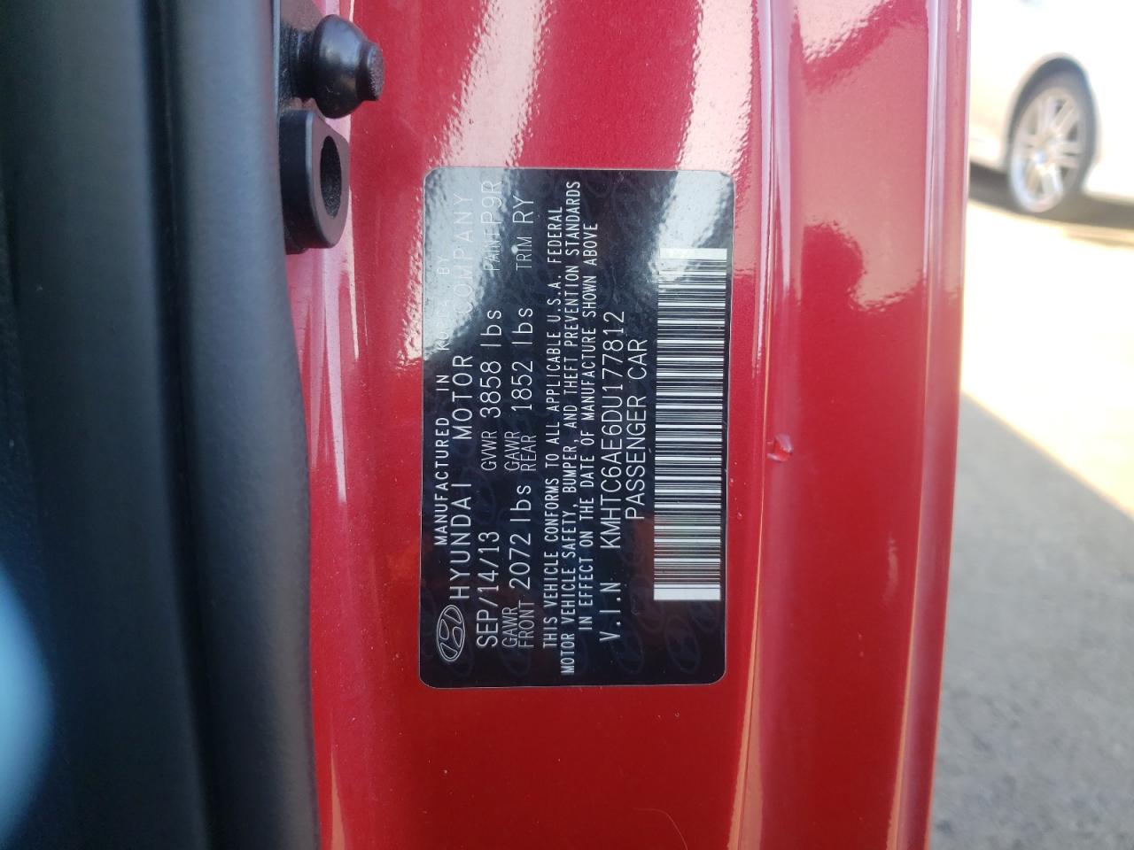 2013 Hyundai Veloster VIN KMHTC6AE6DU177812 Copart auction photo, front end damage thumbnail 12