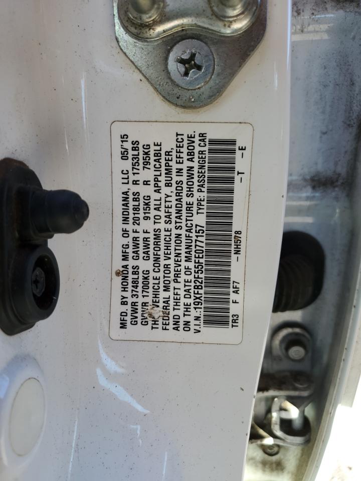 2015 Honda Civic VIN 19XFB2F55FE077157 Copart auction photo, side / front end damage thumbnail 13
