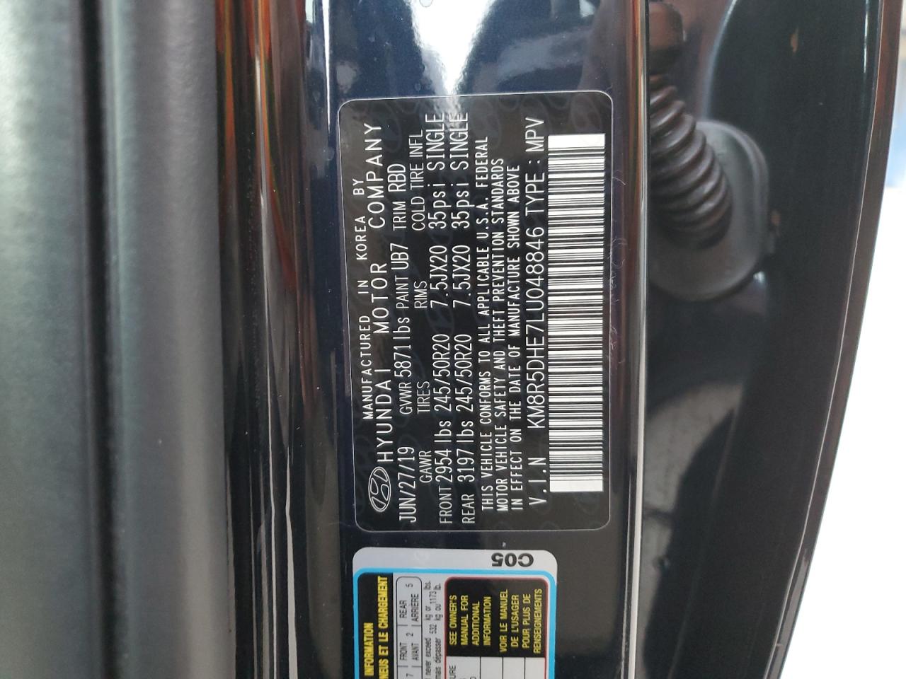 2020 Hyundai Palisade VIN KM8R5DHE7LU048846 Copart auction photo, front end damage thumbnail 15