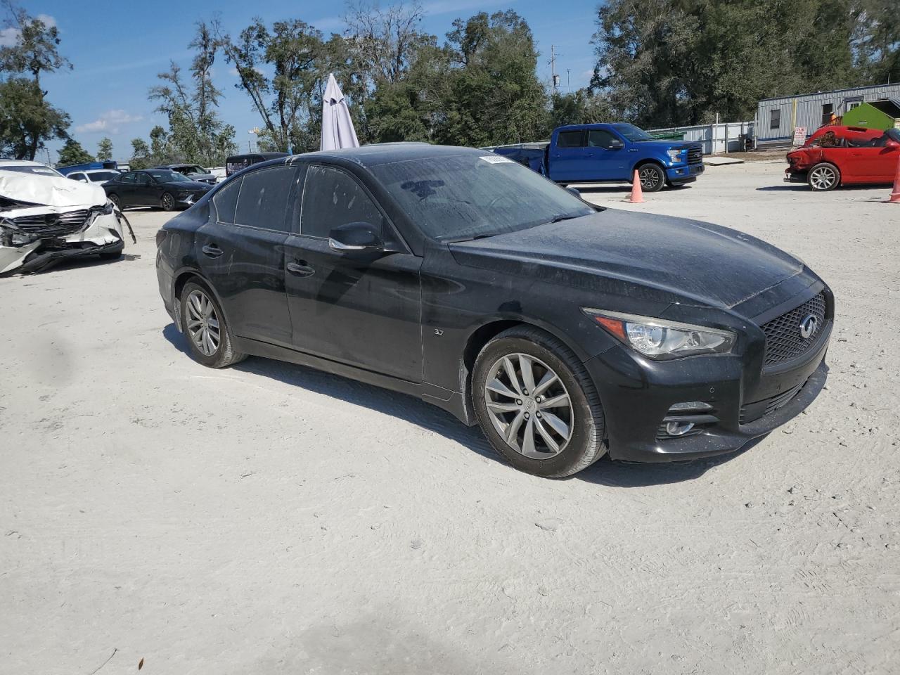 2014 Infiniti Q50 VIN JN1BV7AR9EM687420 Copart auction photo, side damage thumbnail 4