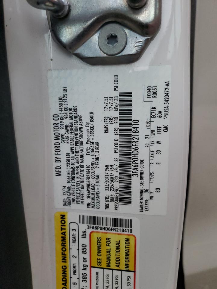 2015 Ford Fusion VIN 3FA6P0HD6FR218410 Copart auction photo, front end damage thumbnail 14