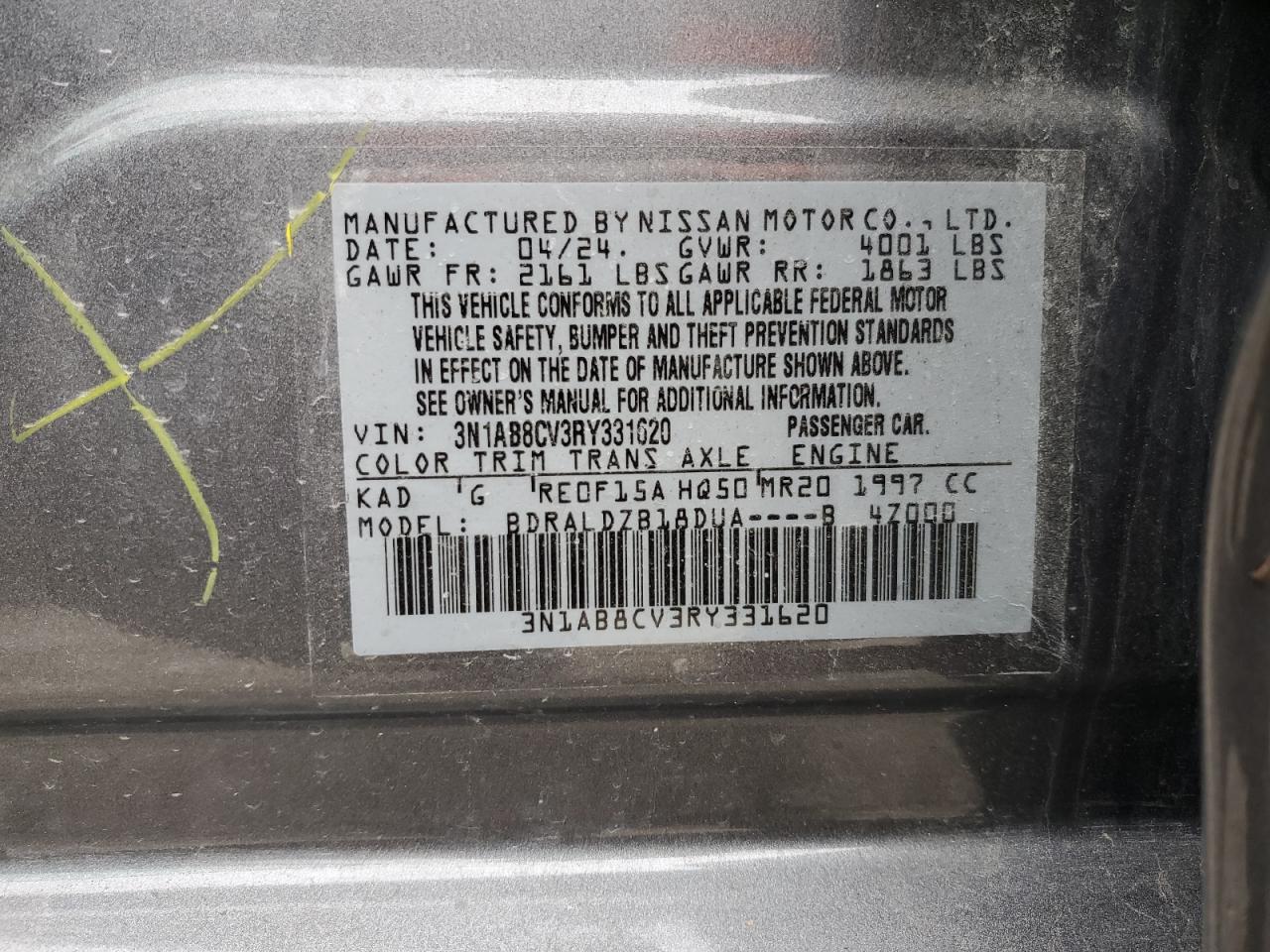 2024 Nissan Sentra VIN 3N1AB8CV3RY331620 Copart auction photo, front end damage thumbnail 12