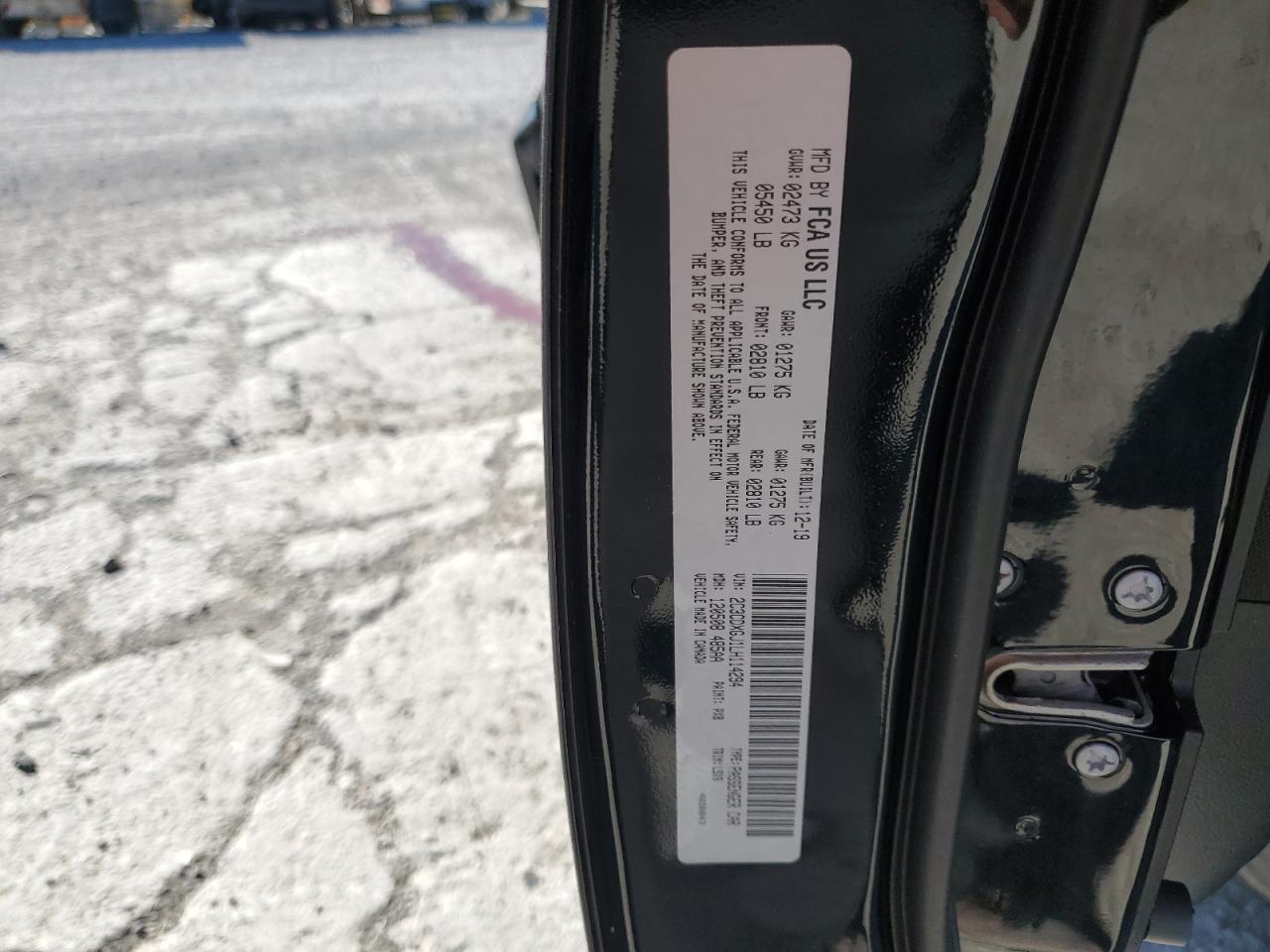 2020 Dodge Charger VIN 2C3CDXGJ1LH114294 Copart auction photo, front end damage thumbnail 14