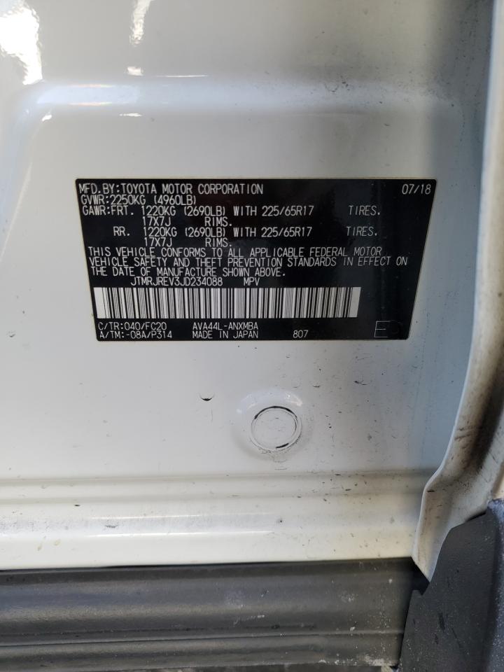 2018 Toyota RAV 4 VIN JTMRJREV3JD234088 Copart auction photo, front end damage thumbnail 13
