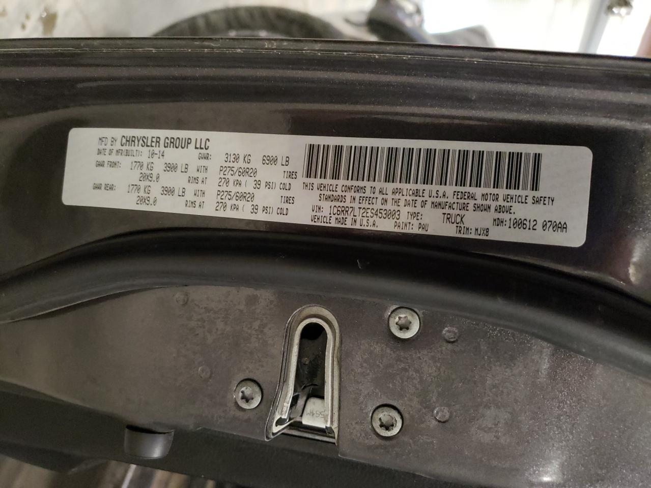 2014 RAM 1500 VIN 1C6RR7LT2ES453003 Copart auction photo, front end / side damage thumbnail 13
