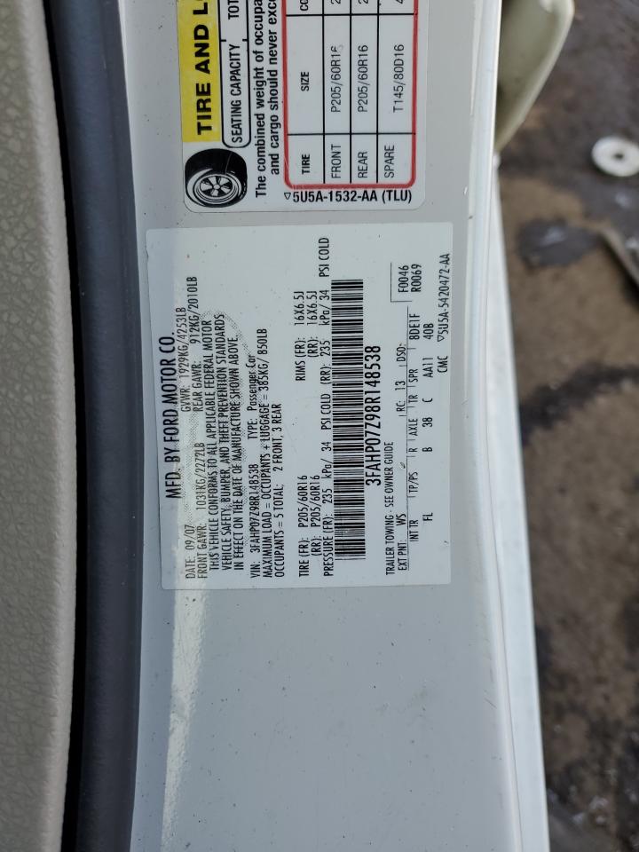 2008 Ford Fusion VIN 3FAHP07Z98R148538 Copart auction photo, front end / rear end damage thumbnail 12