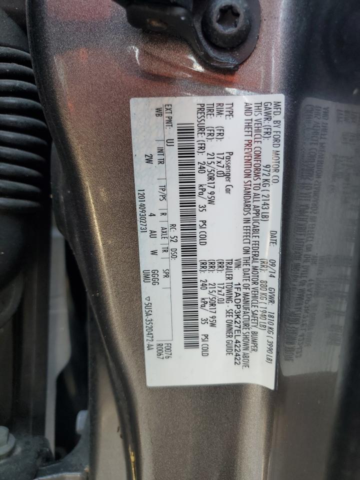 2014 Ford Focus VIN 1FADP3K27EL422422 Copart auction photo, water/flood / rear end damage thumbnail 13