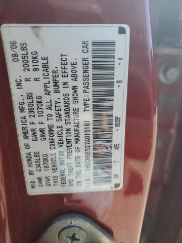 2007 Honda Accord VIN 1HGCM66527A015161 Copart auction photo, front end damage thumbnail 13