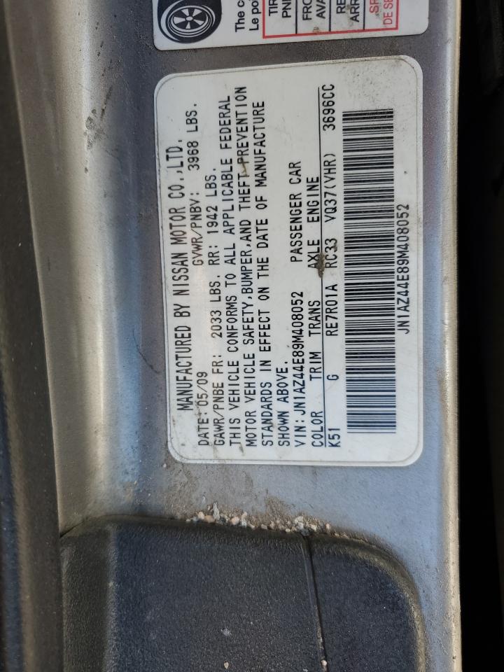 2009 Nissan 370Z VIN JN1AZ44E89M408052 Copart auction photo, rollover damage thumbnail 13