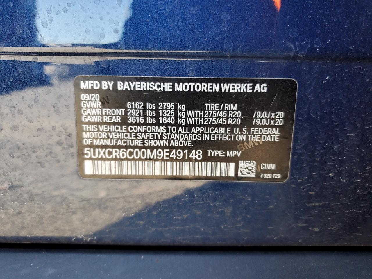2021 BMW X5 VIN 5UXCR6C00M9E49148 Copart auction photo, front end damage thumbnail 16