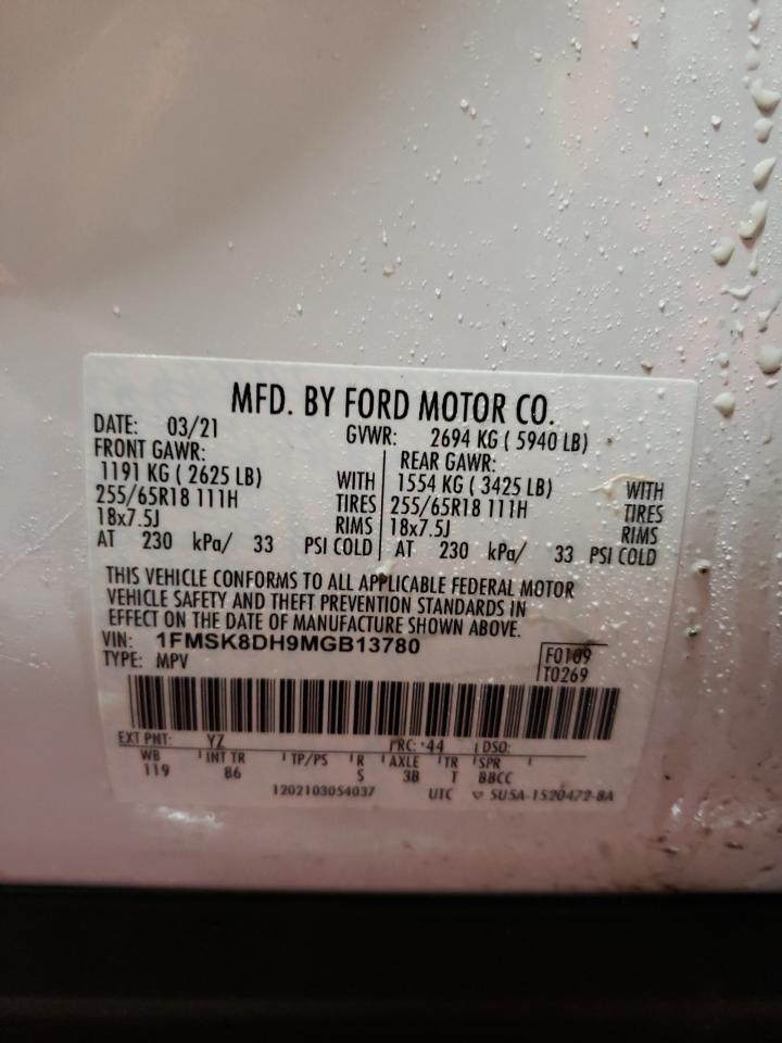 2021 Ford Explorer VIN 1FMSK8DH9MGB13780 Copart auction photo, front end damage thumbnail 16