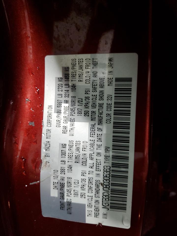 2011 Mazda CX-9 VIN JM3TB3CV0B0305363 Copart auction photo, rear end / front end damage thumbnail 13