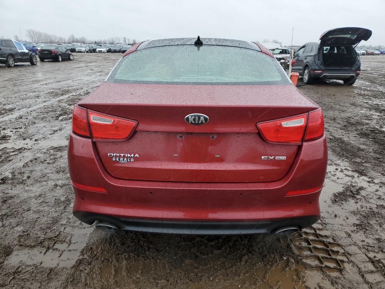2014 KIA Optima VIN 5XXGN4A76EG261285 Copart auction photo, front end / top/roof damage thumbnail 6
