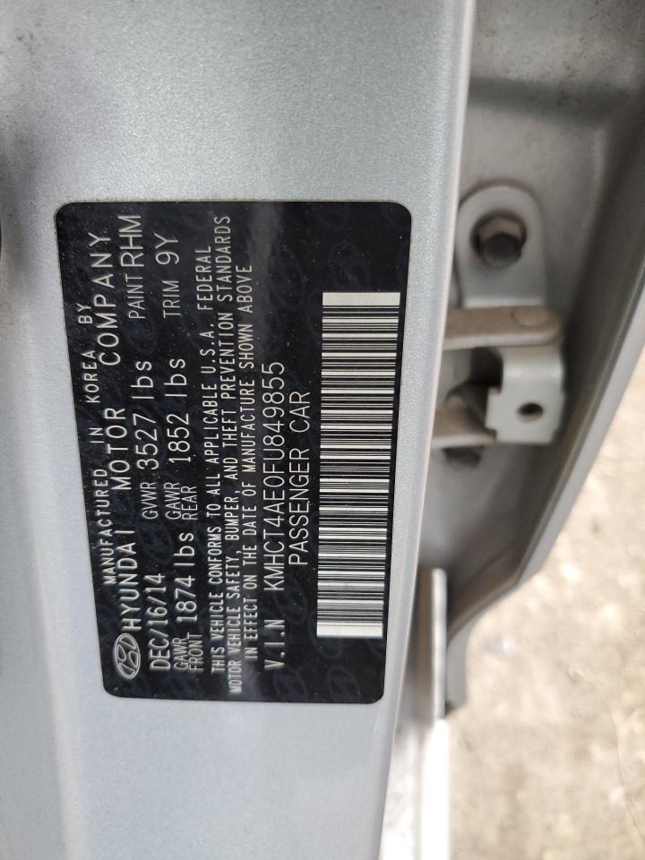 2015 Hyundai Accent VIN KMHCT4AE0FU849855 Copart auction photo, front end damage thumbnail 14