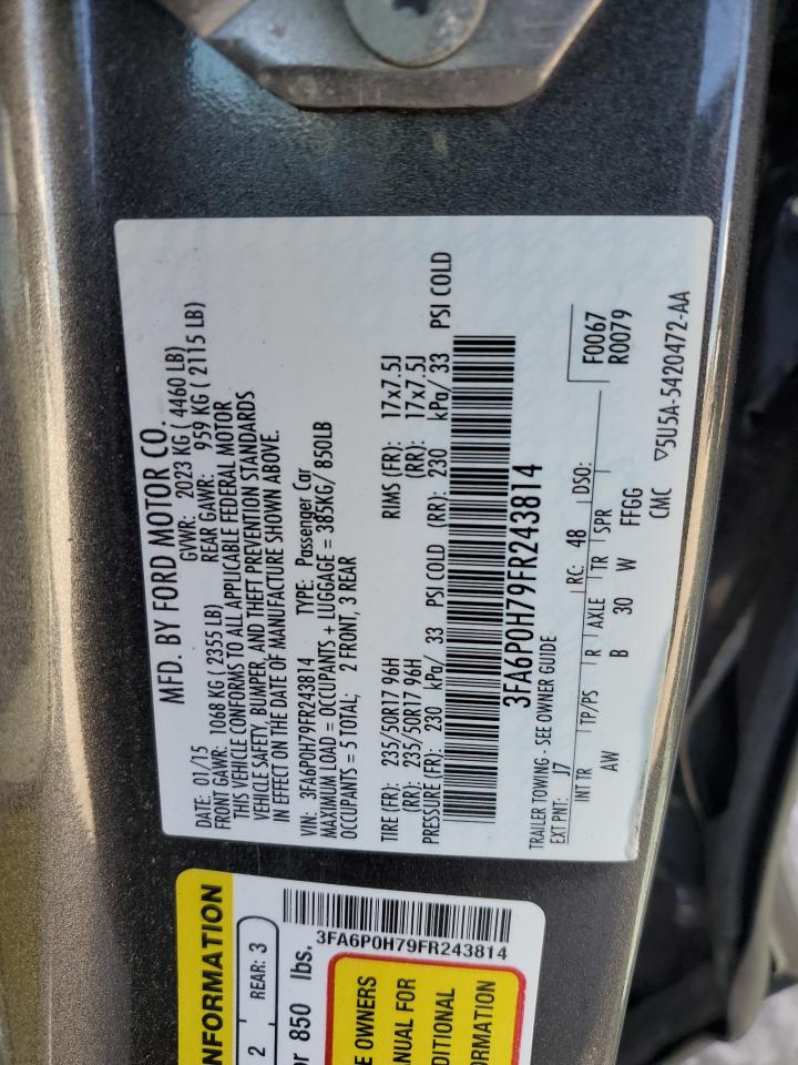 2015 Ford Fusion VIN 3FA6P0H79FR243814 Copart auction photo, side damage thumbnail 12