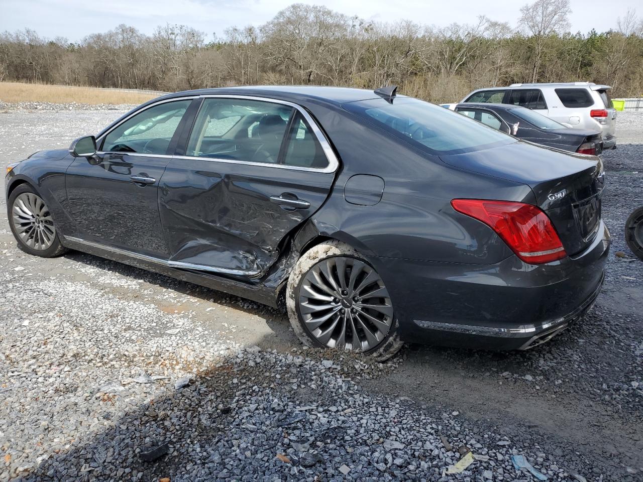 2018 Genesis G90 VIN KMHG34JA9JU043262 Copart auction photo, side / rear end damage thumbnail 2